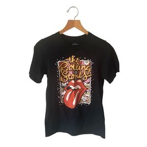 The Rolling Stones Retro Graphic Colorful Tongue Black Women’s T Shirt Size S